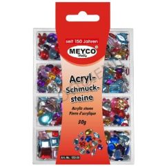 Accesorii creatie, strasuri/pietre acrilice decorative, 600 buc/set, diferite forme si culori, Meyco