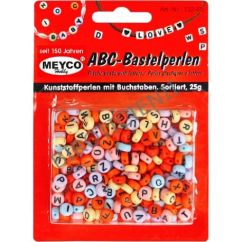 Accesorii creatie, margele alfabet plastic, rotunde, 25g, diferite culori, Meyco