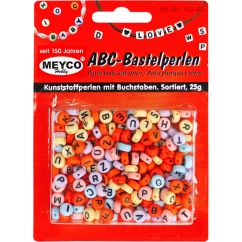 Accesorii creatie, margele alfabet plastic, rotunde, 25g, diferite culori, Meyco