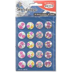 Accesorii creatie, nasturi lemn, Ø 18mm, 20 buc/set, diferite motive, Meyco