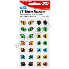 Accesorii creatie, stickere plastic ochi animale 3D, Ø 10-15mm, 14 perechi/set, diferite culori, Meyco