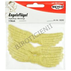 Accesorii creatie, aripi de inger din lurex, 10.3x2cm, 3 buc/set, auriu, Meyco