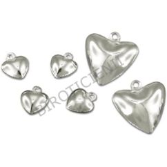 Accesorii creatie, clopotei metalici inima, diferite marimi, 6 buc/set, argintiu, Meyco