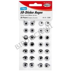 Accesorii creatie, stickere plastic ochi 3D, Ø 10mm, 14 perechi/set, negru, Meyco