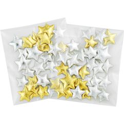 Accesorii creatie, stelute din satin, Ø 13-18mm, 30 buc/set, argintiu/auriu, Meyco