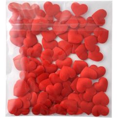 Accesorii creatie, inimi din satin, Ø 13mm, 75 buc/set, rosu, Meyco