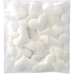 Accesorii creatie, inimi din satin, Ø 13-26mm, 43 buc/set, alb, Meyco