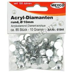 Accesorii creatie, strasuri/diamante acrilice, Ø 10mm, 85 buc/set, cristal, Meyco
