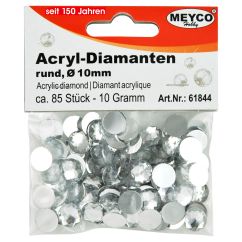 Accesorii creatie, strasuri/diamante acrilice, Ø 10mm, 85 buc/set, cristal, Meyco