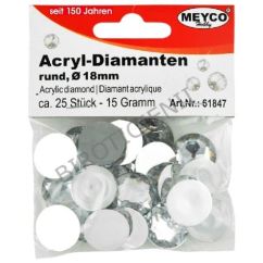 Accesorii creatie, strasuri/diamante acrilice, Ø 18mm, 25 buc/set, cristal, Meyco