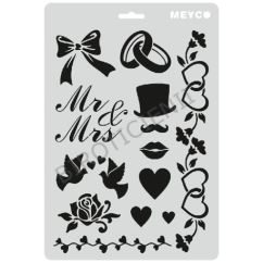 Accesorii creatie, sablon nunta Mr&Mrs, A4 (31x21cm), plastic, Meyco