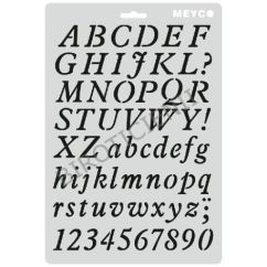 Accesorii creatie, sablon litere si cifre italice, (H) caracter 26mm, A4 (31x21cm), plastic, Meyco