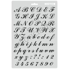 Accesorii creatie, sablon litere si cifre caligrafice, (H) caracter 22mm, A4 (31x21cm), plastic, Meyco