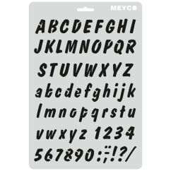 Accesorii creatie, sablon litere si cifre caligrafice bolduite, (H) caracter 26mm, A4 (31x21cm), plastic, Meyco