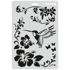 Accesorii creatie, sablon colibri si flori, A4 (31x21cm), plastic, Meyco