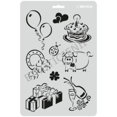 Accesorii creatie, sablon zi de nastere/felicitari, A4 (31x21cm), plastic, Meyco