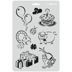 Accesorii creatie, sablon zi de nastere/felicitari, A4 (31x21cm), plastic, Meyco