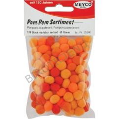 Accesorii creatie, pompom, Ø 10mm, 120 buc/set, tonuri de portocaliu, Meyco
