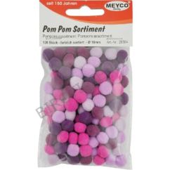 Accesorii creatie, pompom, Ø 10mm, 120 buc/set, tonuri de violet, Meyco
