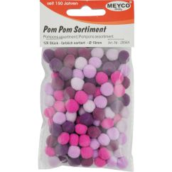 Accesorii creatie, pompom, Ø 10mm, 120 buc/set, tonuri de violet, Meyco
