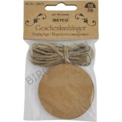 Accesorii creatie, etichete cadou rotunde, Ø 55mm, 10 buc/set, kraft, Meyco