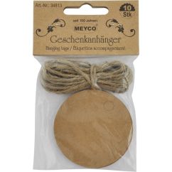 Accesorii creatie, etichete cadou rotunde, Ø 55mm, 10 buc/set, kraft, Meyco