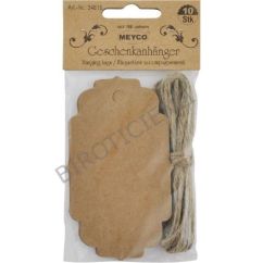 Accesorii creatie, etichete cadou vintage, 100x58mm, 10 buc/set, kraft, Meyco