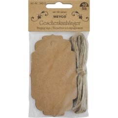 Accesorii creatie, etichete cadou vintage, 100x58mm, 10 buc/set, kraft, Meyco