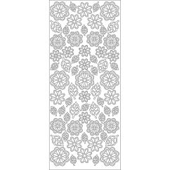 Accesorii creatie, stickere flori si frunze, 23x10 cm, argintiu, Meyco