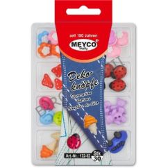 Accesorii creatie, nasturi plastic, 30 buc/set, diferite forme si culori, Meyco