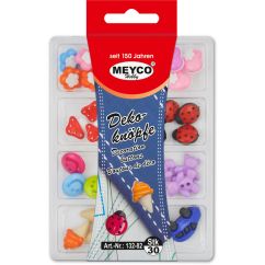 Accesorii creatie, nasturi plastic, 30 buc/set, diferite forme si culori, Meyco