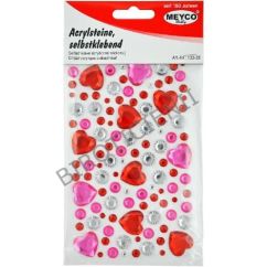 Accesorii creatie, stickere pietre acrilice, inimi si puncte, 0.3-1.8mm, diferite culori, Meyco