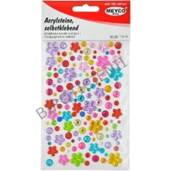 Accesorii creatie, stickere pietre acrilice, flori si puncte, 0.3-1.5mm, diferite culori, Meyco