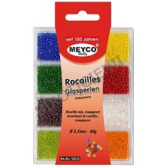 Accesorii creatie, margele de nisip/sticla, Ø 2.5mm, 60g, transparente, diferite culori, Meyco