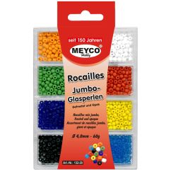 Accesorii creatie, margele de nisip/sticla, Ø 4mm, 60g, opace/lucioase, diferite culori, Meyco