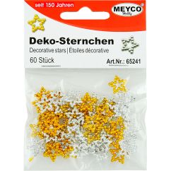 Accesorii creatie, stelute din perle, 12x12mm, 60 buc/set, plastic, auriu/argintiu, Meyco