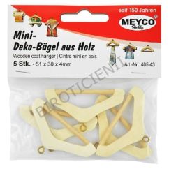 Accesorii creatie, mini umerase din lemn, 51x30x4mm, 5 buc/set, natur, Meyco