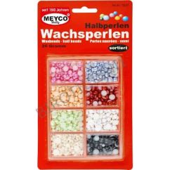 Accesorii creatie, jumatati perle, diferite marimi, 26g, plastic, diferite culori, Meyco