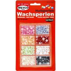 Accesorii creatie, jumatati perle, diferite marimi, 26g, plastic, diferite culori, Meyco