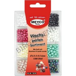Accesorii creatie, margele perle, Ø 2.5-3-4-5-6mm, 1200 buc/set, plastic, diferite culori, Meyco