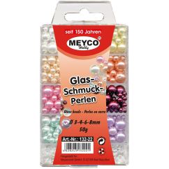 Accesorii creatie, margele perle, Ø 3-4-6-8mm, 50g, plastic, diferite culori, Meyco