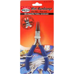 Mini-cleste cu falci rotunde/cap rotund, diverse utilizari, 10-14.5cm, maner plastic albastru, Meyco