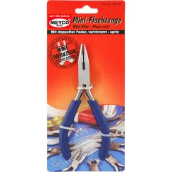 Mini-cleste cu varf ascutit zimtat/spitz, diverse utilizari, 10-14.5cm, maner plastic albastru, Meyco