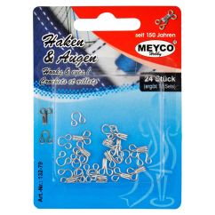 Capse metalice mos si baba, 8-9mm, 24 buc/set, argintiu, Meyco