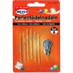 Ace pentru cusut margele, 0.4x55mm/0.5x60mm, 6 buc/set, metal, Meyco