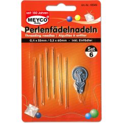 Ace pentru cusut margele, 0.4x55mm/0.5x60mm, 6 buc/set, metal, Meyco