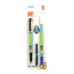 Stilou, penita medie iridium + 2 rezerve cerneala + pic corector, Minions