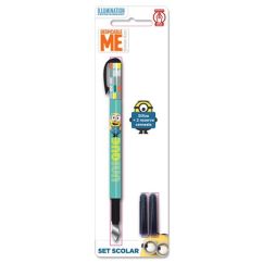 Stilou, penita medie iridium + 2 rezerve cerneala, Minions