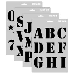 Accesorii creatie, sablon litere si cifre, (H) caracter 6cm, 4 buc x A4 (31x21cm)/set, plastic, Meyco