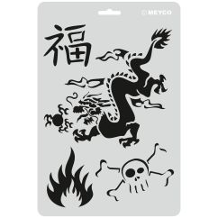 Accesorii creatie, sablon motive chinezesti, A4 (31x21cm), plastic, Meyco